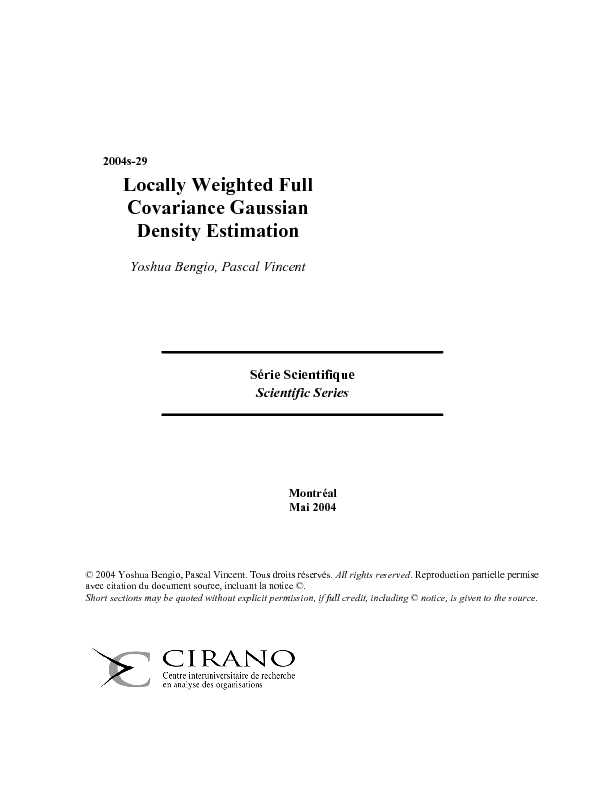 Locally Weighted Full Covariance Gaussian Density Estimation