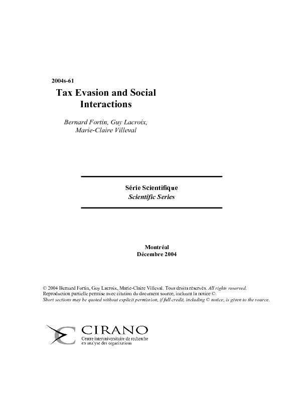 Tax Evasion and Social Interactions