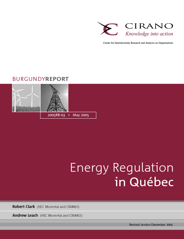 Energy Regulation in Quebec