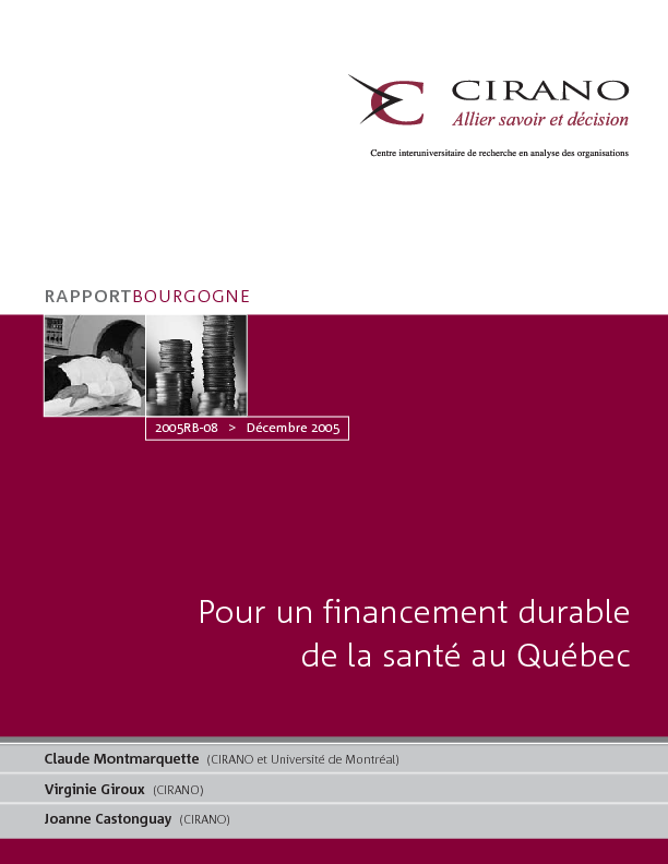 Pour un financement durable de la santé au Québec