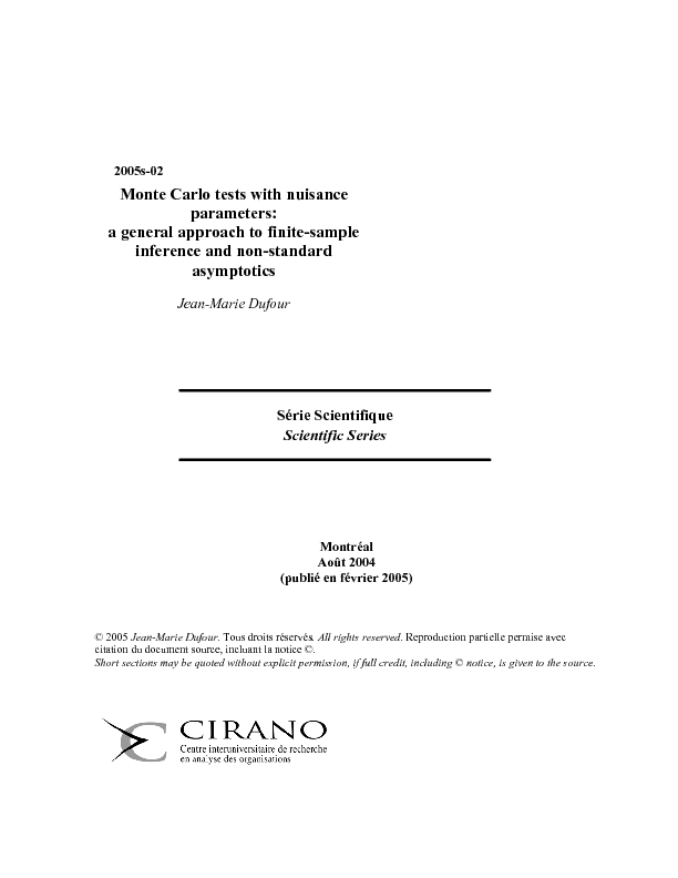 Monte Carlo tests with nuisance parameters: a general approach to finite-sample inference and non-standard asymptotics