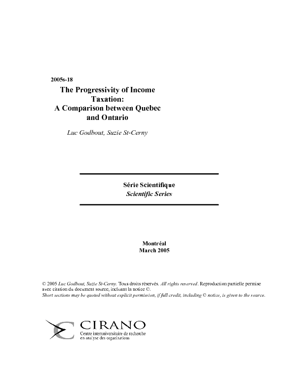The Progressivity of Income Taxation:A Comparison between Quebec and Ontario