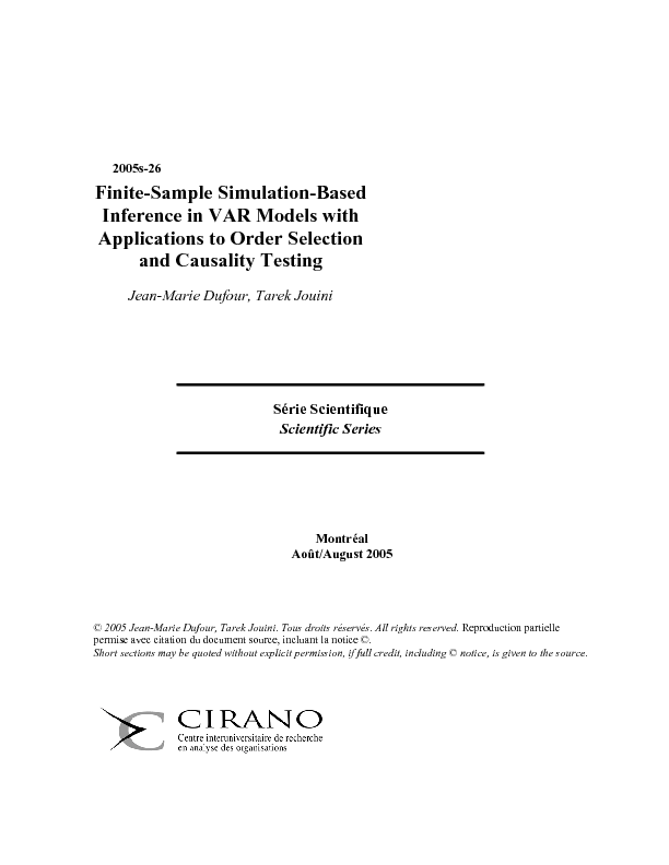 Finite-Sample Simulation-Based Inference in VAR Models with Applications to Order Selection and Causality Testing