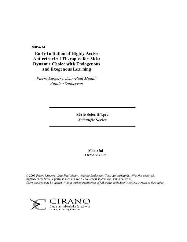 Early Initiation of Highly Active Antiretroviral Therapies for Aids: Dynamic choice with Endogenous and Exogenous Learning