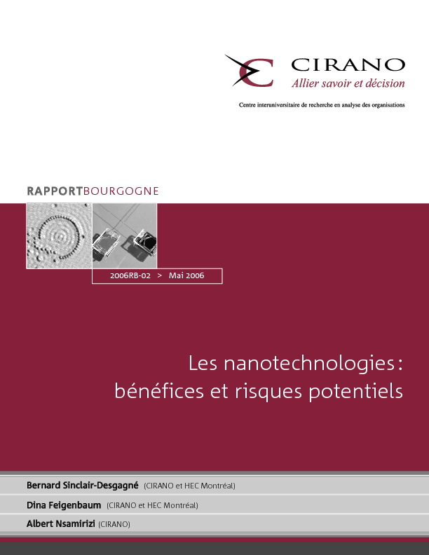 Les nanotechnologies: bénéfices et risques potentiels