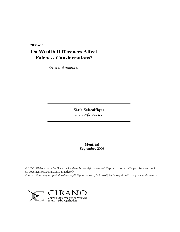 Do Wealth Differences Affect Fairness Considerations?