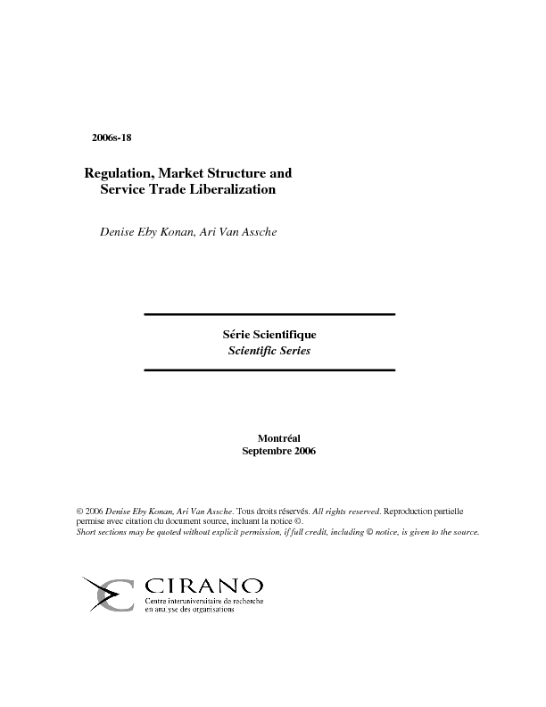 Regulation, Market Structure and Service Trade Liberalization