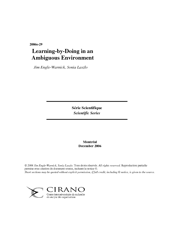 Learning-by-Doing in an Ambiguous Environment