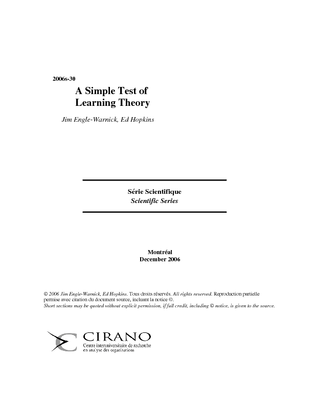 A Simple Test of Learning Theory