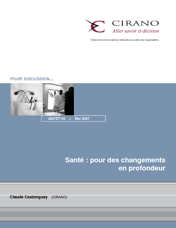 Santé : pour des changements en profondeur
