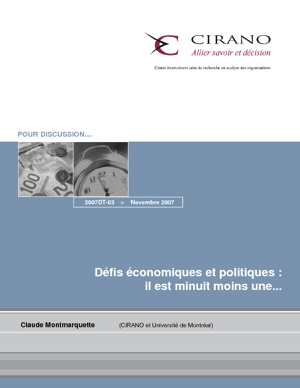 Défis économiques et politiques : il est minuit moins une...