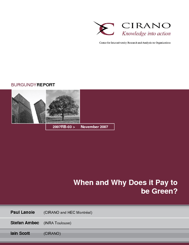 When and Why Does it Pay to be Green?