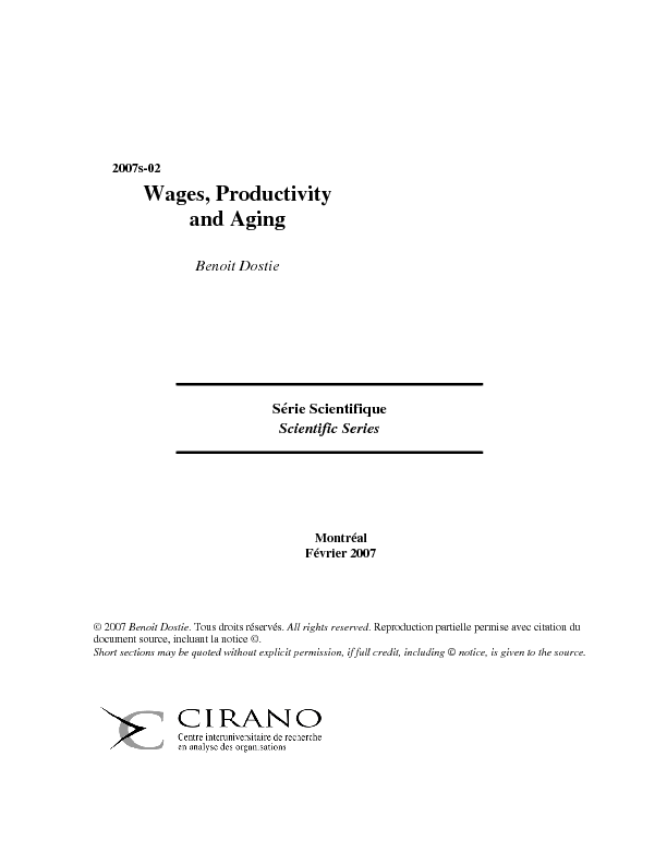 Wages, Productivity and Aging