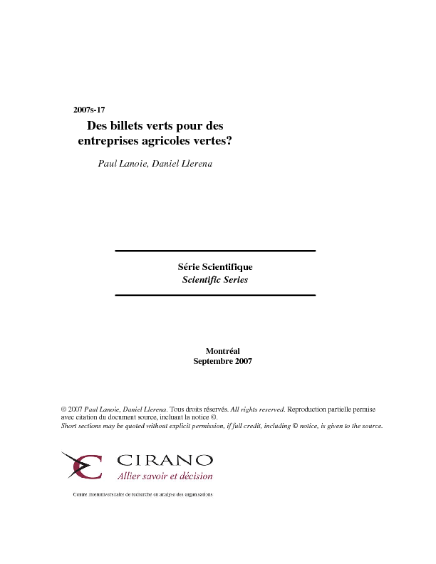 Des billets verts pour des entreprises agricoles vertes?