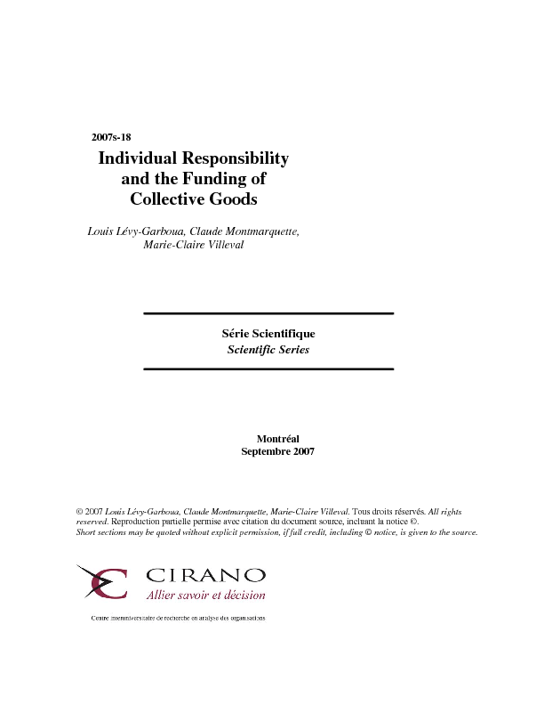 Individual Responsibility and the Funding of Collective Goods