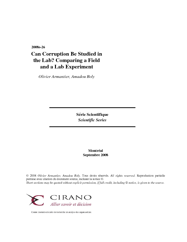 Can Corruption Be Studied in the Lab? Comparing a Field and a Lab Experiment