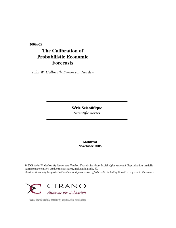 The Calibration of Probabilistic Economic Forecasts