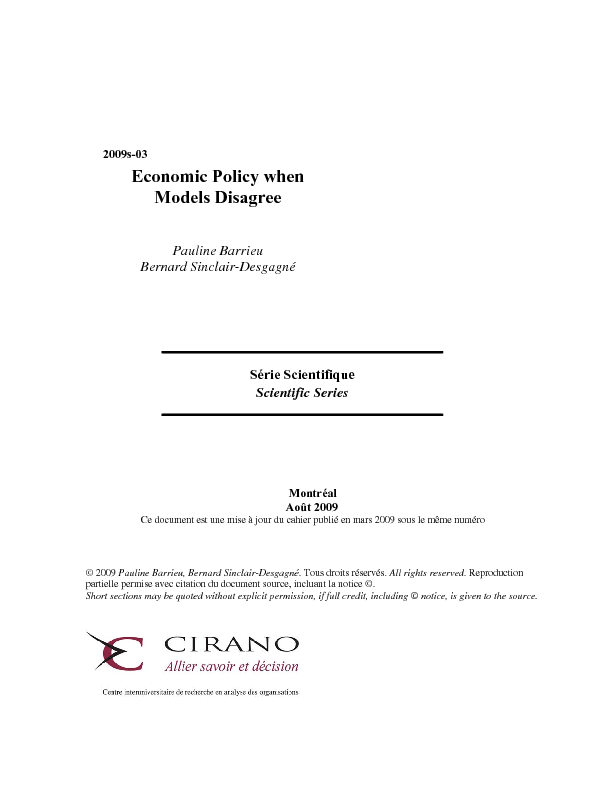 Economic Policy when Models Disagree