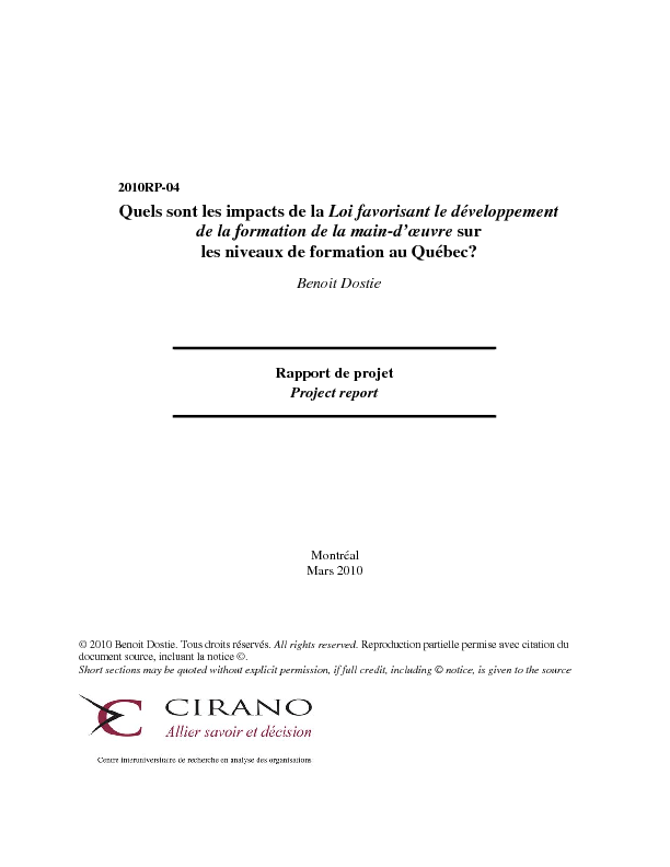 Quels sont les impacts de la Loi favorisant le développement de la formation de la main-d