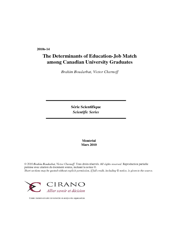 The Determinants of Education-Job Match among Canadian University Graduates