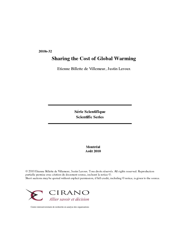 Sharing the Cost of Global Warming