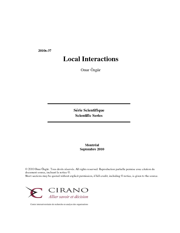 Local Interactions
