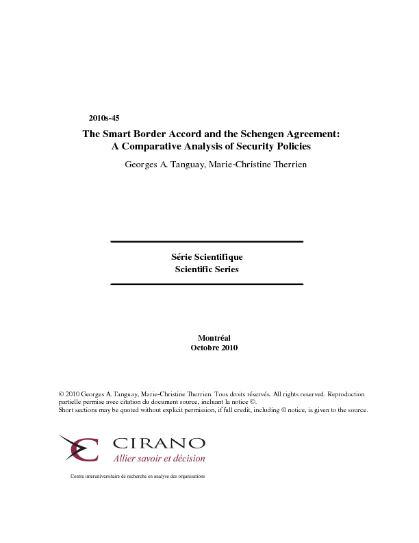The Smart Border Accord and the Schengen Agreement: A Comparative Analysis of Security Policies