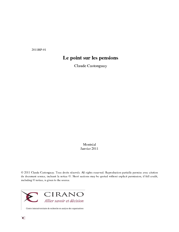 Le point sur les pensions