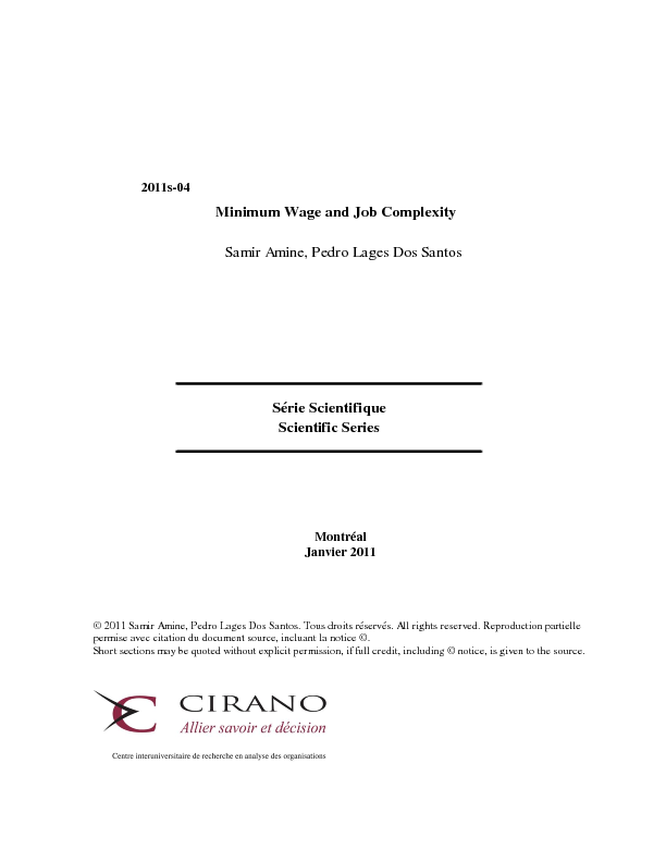 Minimum Wage and Job Complexity