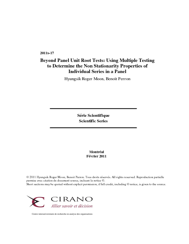 Beyond Panel Unit Root Tests: Using Multiple Testing to Determine the Non Stationarity Properties of Individual Series in a Panel