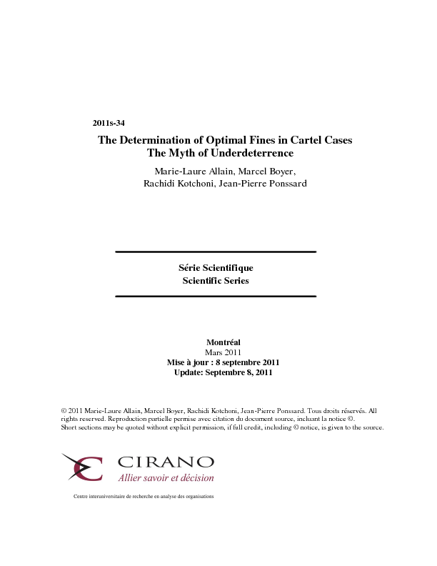 The Determination of Optimal Fines in Cartel Cases - The Myth of Underdeterrence