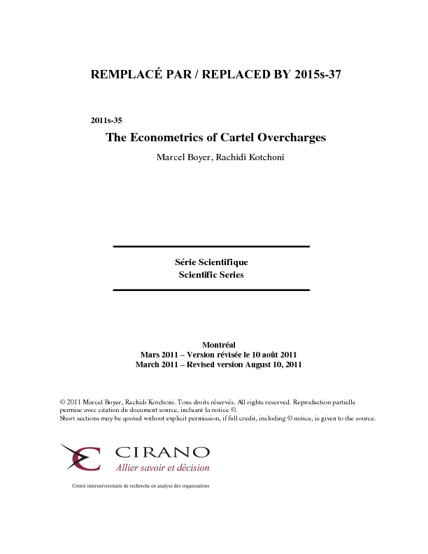 The Econometrics of Cartel Overcharges