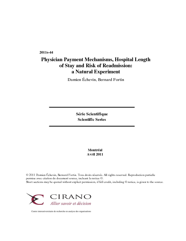 Physician Payment Mechanisms, Hospital Length of Stay and Risk of Readmission: a Natural Experiment