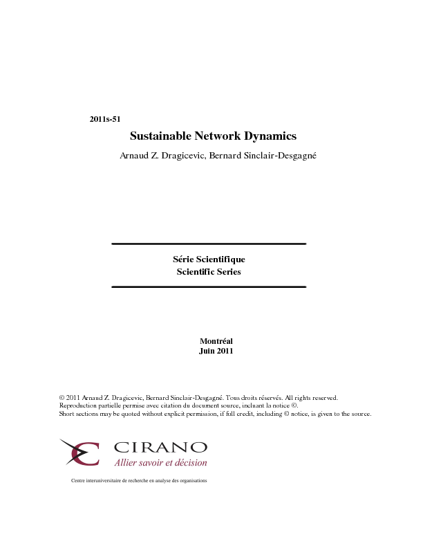 Sustainable Network Dynamics