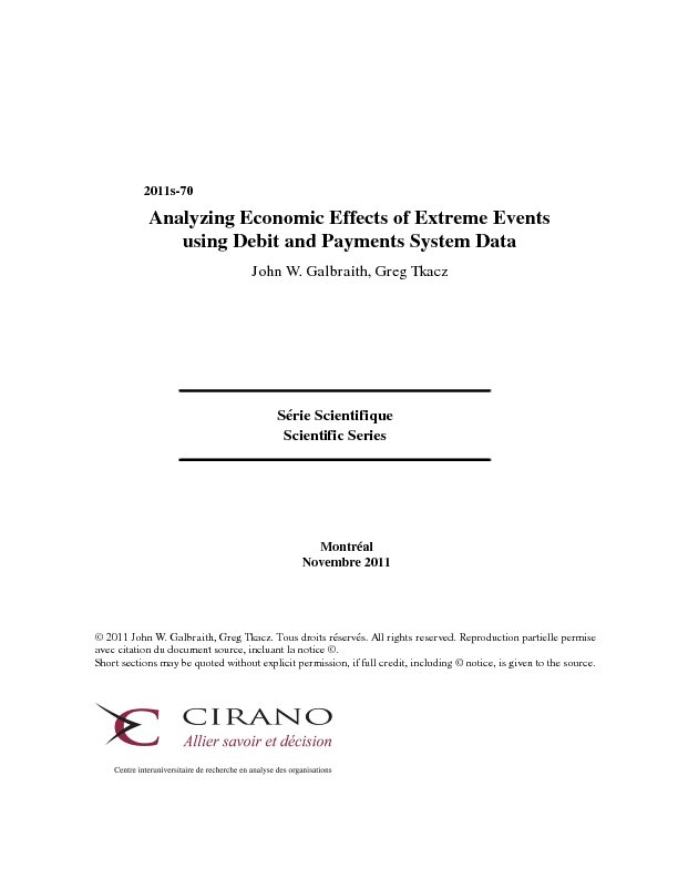 Analyzing Economic Effects of Extreme Events using Debit and Payments System Data