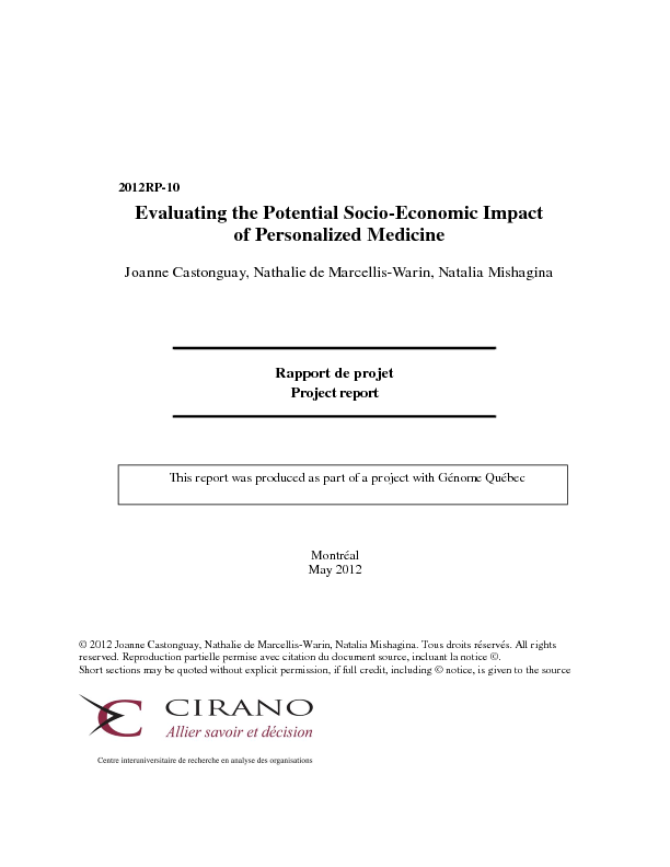 Evaluating the Potential Socio-Economic Impact of Personalized Medicine