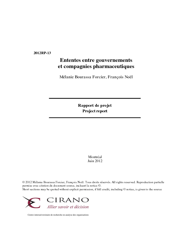 Ententes entre gouvernements et compagnies pharmaceutiques