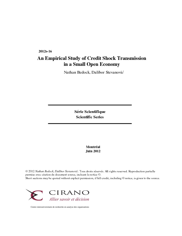 An Empirical Study of Credit Shock Transmission in a Small Open Economy