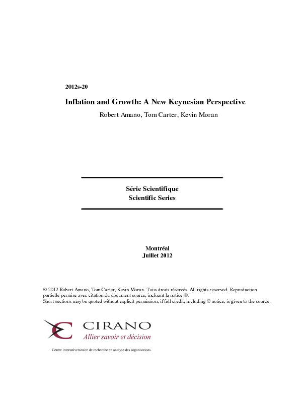 Inflation and Growth: A New Keynesian Perspective