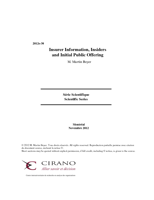 Insurer Information, Insiders and Initial Public Offering