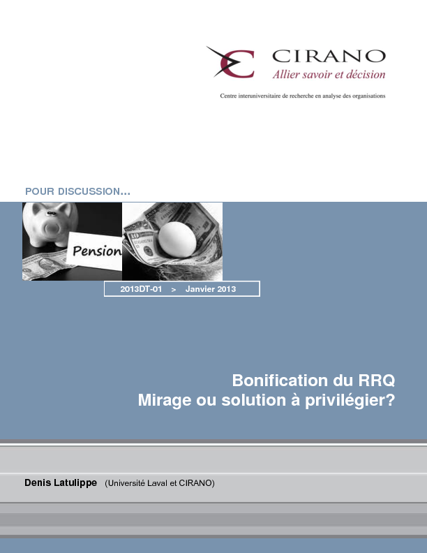 Bonification du RRQ - Mirage ou solution à privilégier