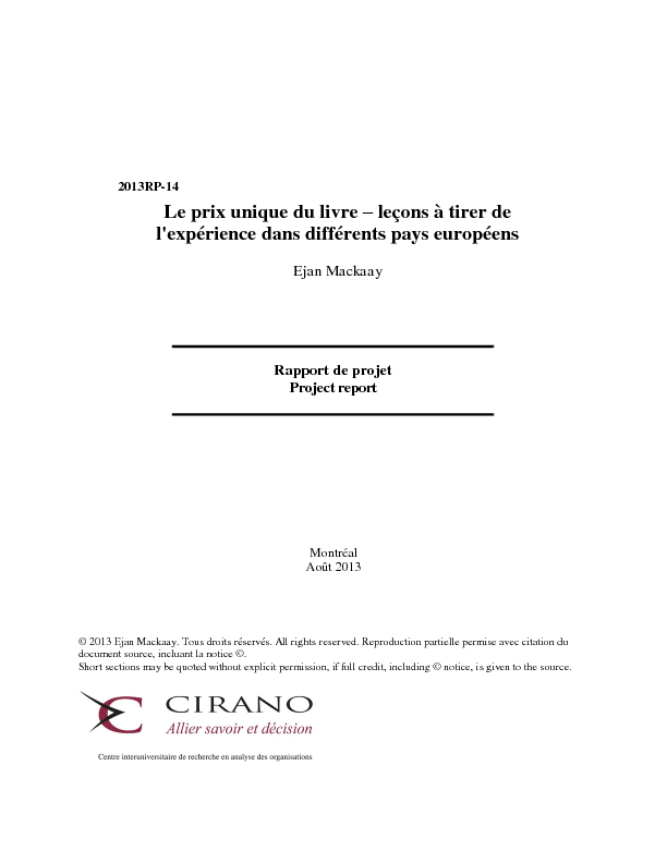 Le prix unique du livre – leçons à tirer de l