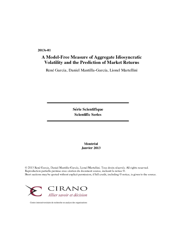 A Model-Free Measure of Aggregate Idiosyncratic Volatility and the Prediction of Market Returns