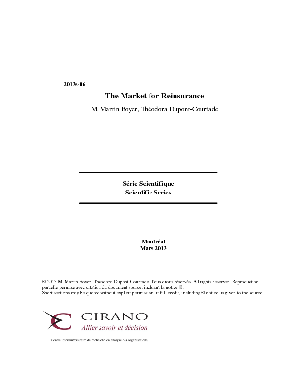 The Market for Reinsurance