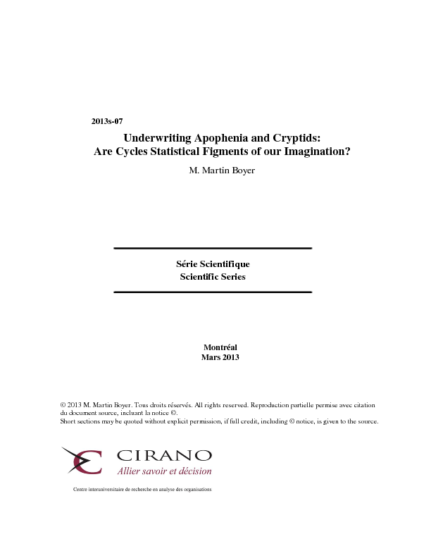 Underwriting Apophenia and Cryptids: Are Cycles Statistical Figments of our Imagination?