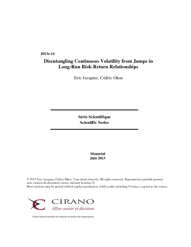 Disentangling Continuous Volatility from Jumps in Long-Run Risk-Return Relationships