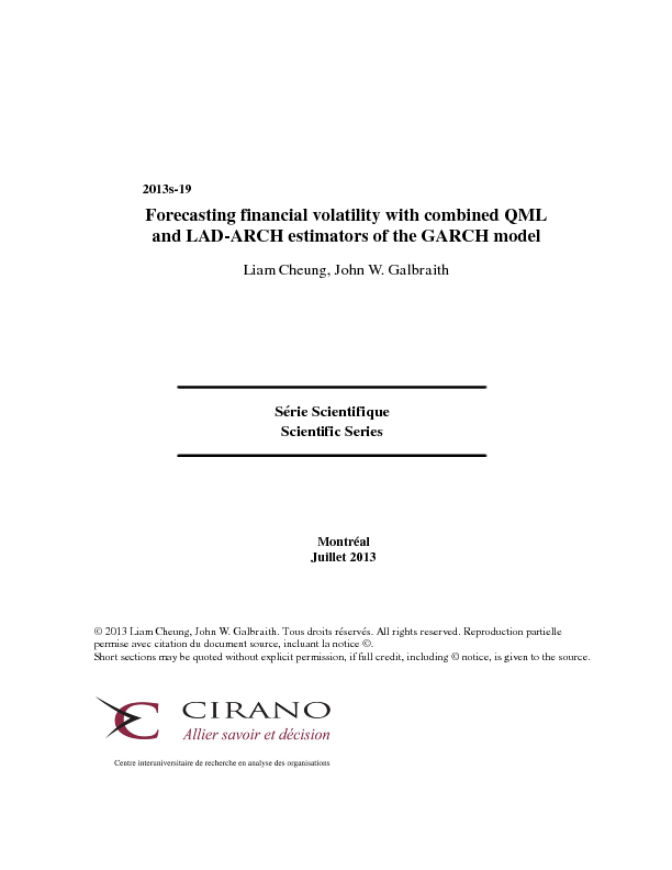 Forecasting financial volatility with combined QML and LAD-ARCH estimators of the GARCH model