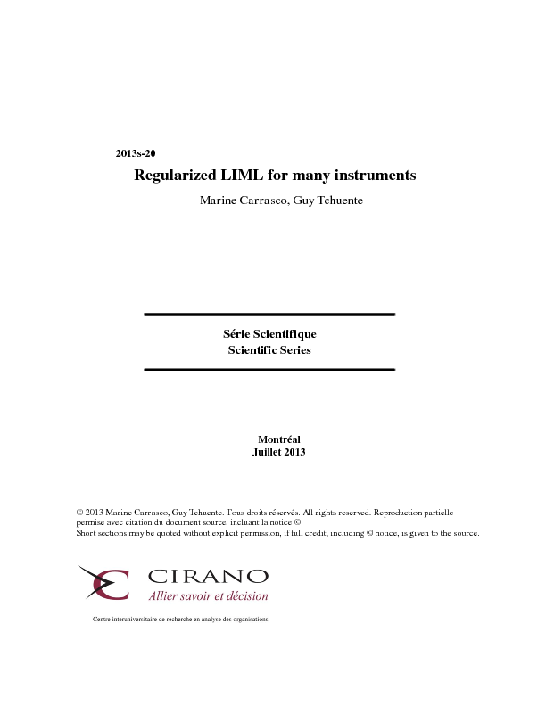 Regularized LIML for many instruments
