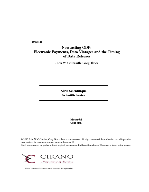Nowcasting GDP: Electronic Payments, Data Vintages and the Timing of Data Releases