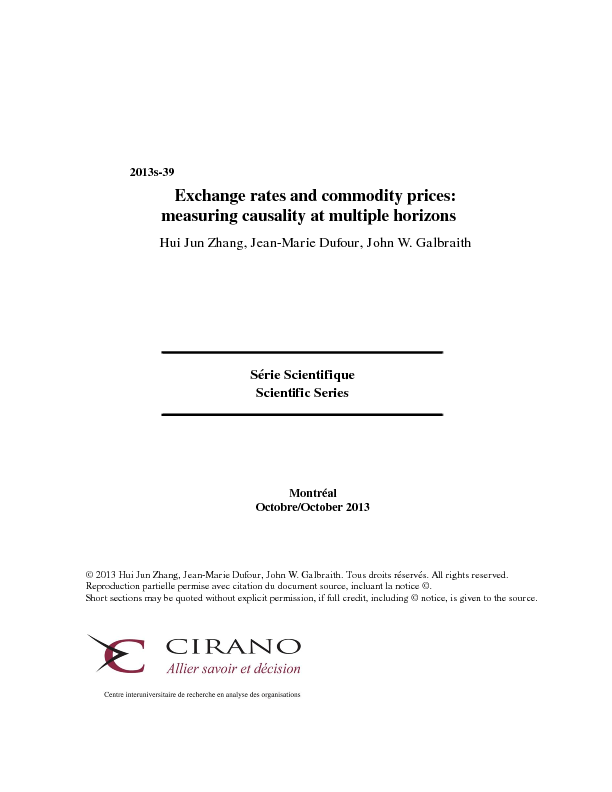 Exchange rates and commodity prices: measuring causality at multiple horizons
